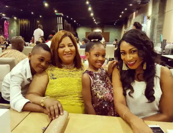 Oge Okoye, her kids and mum in beautiful new photo